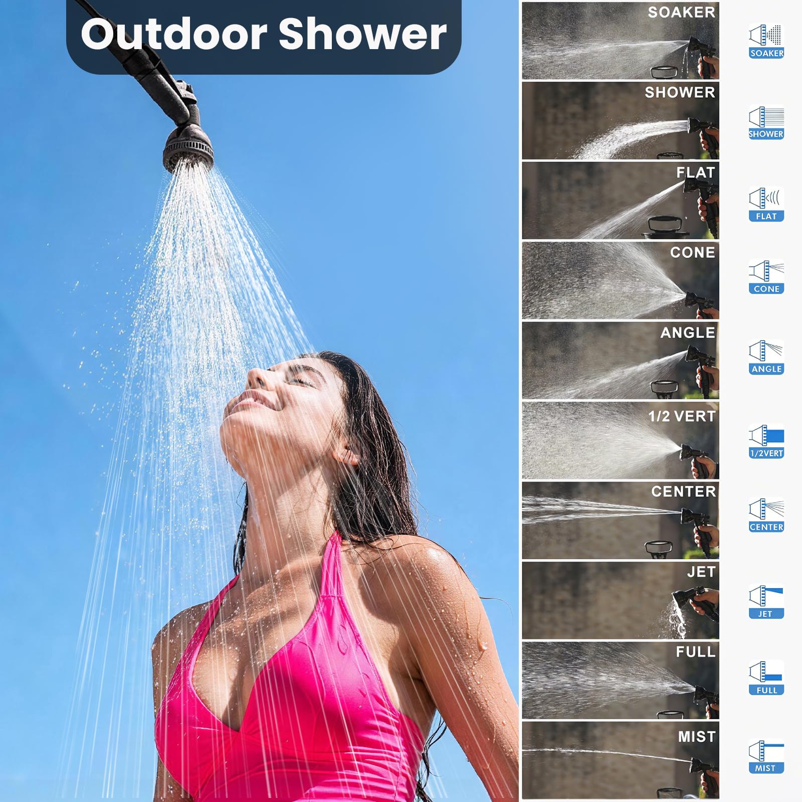 Tragbare Campingdusche mit Pumpe | Kompakte Reise-Dusche für Outdoor, Camping, Auto, Garten, Tiere & Pflanzenbewässerung | Manuelle Handdusche, Einfache Konstruktion