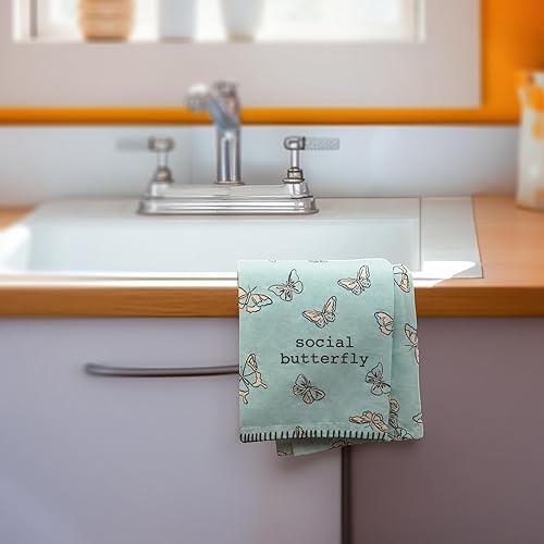 Miniatura 2 de Karma Toalla de té de mariposa  Toallas de mano 100% algodón para la cocina  Decoración moderna del hogar  Azul claro, pequeño