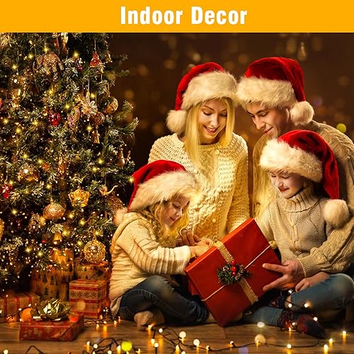 Miniatura 7 de Nisocy Guirnalda de 200 luces LED impermeables, exteriores, blanco cálido, con enchufe, árbol de Navidad, conectables, patio, jardín, dormitorio,