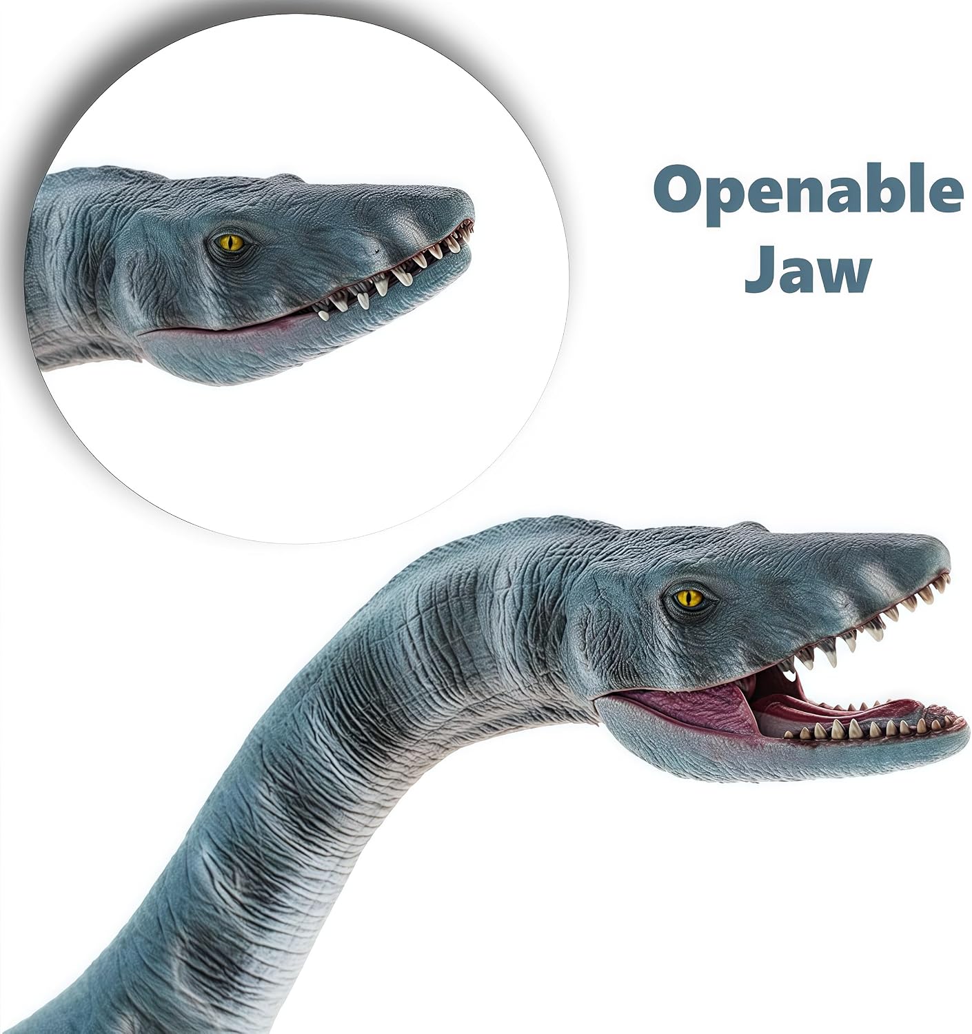Gemini&Genius Plesiosaurus Action Figure Toy, Plesiosaurus Sea Dinosaur with Moveable Jaw, Beautiful and Accurate Sculptures of Dino Toy, Gift, Collection, Display & Play for Kids and Dino Lover