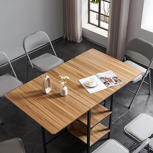 Miniatura 8 de Paquete de 4 sillas plegables con asientos acolchados, silla de escritorio ergonómica, hierro y PVC, silla plegable de metal potable para