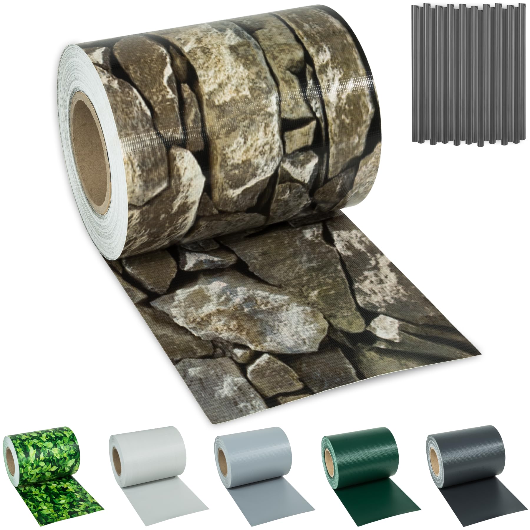 TecTakeยฎ PVC Fence Screening, Temperature-Resistant Garden Screening Roll with Double-Sided Printing for Wind, Noise & UV Protection, Ideal Garden, Patio & Balcony Privacy Screen - 35 m, Stone Look