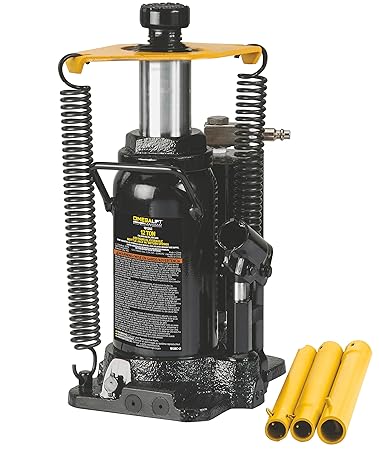 Omega 18126C Black Hydraulic Bottle Jack with Return Springs - 12 Ton Capacity