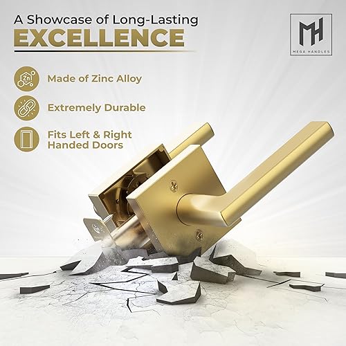 Miniatura 6 de Mega Handles Passage I - Juego de manijas de puerta con palanca para pasillo, armario y baño, diseño reversible, se adapta a todos los tamaños de