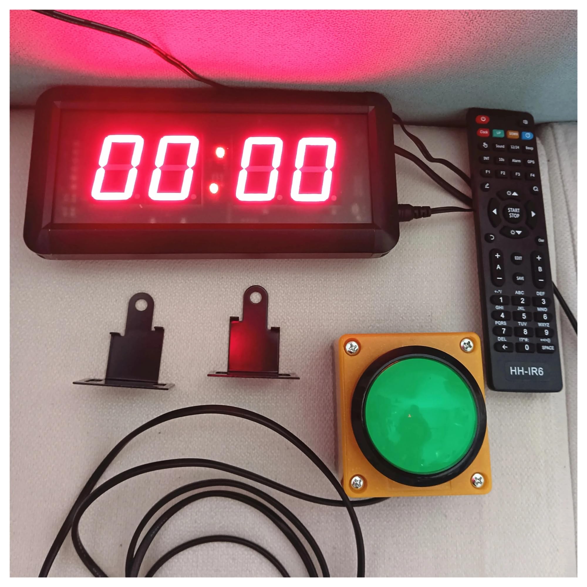 Reloj LED for gimnasio de 1,5 pulgadas, cronómetro con cuenta atrás y Control remoto for deporte, boxeo y Fitness Múltiples modos(With 6CM Button)