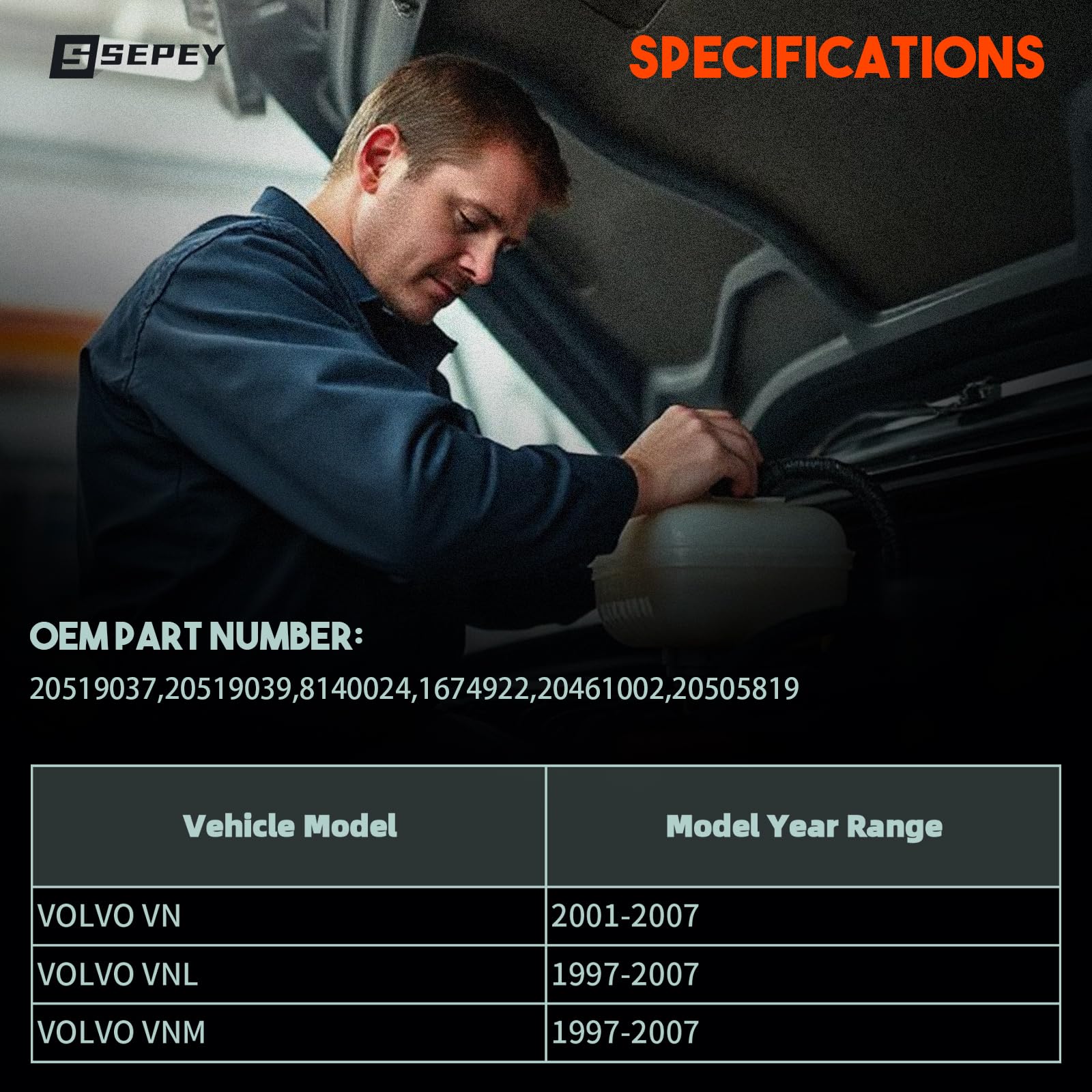 Tanque De Expansión De Refrigerante Para Camiones Volvo VN/VNL/VNM (1998-2003) - Con Tapa A 13 PSI