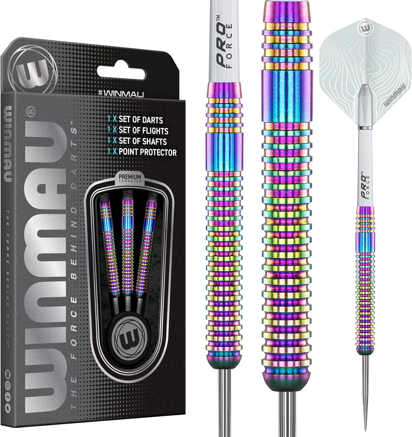 WINMAU Solaris Pro Specialist Tungsten Steeltip Darts Set with Flights and Shafts (Stems)
