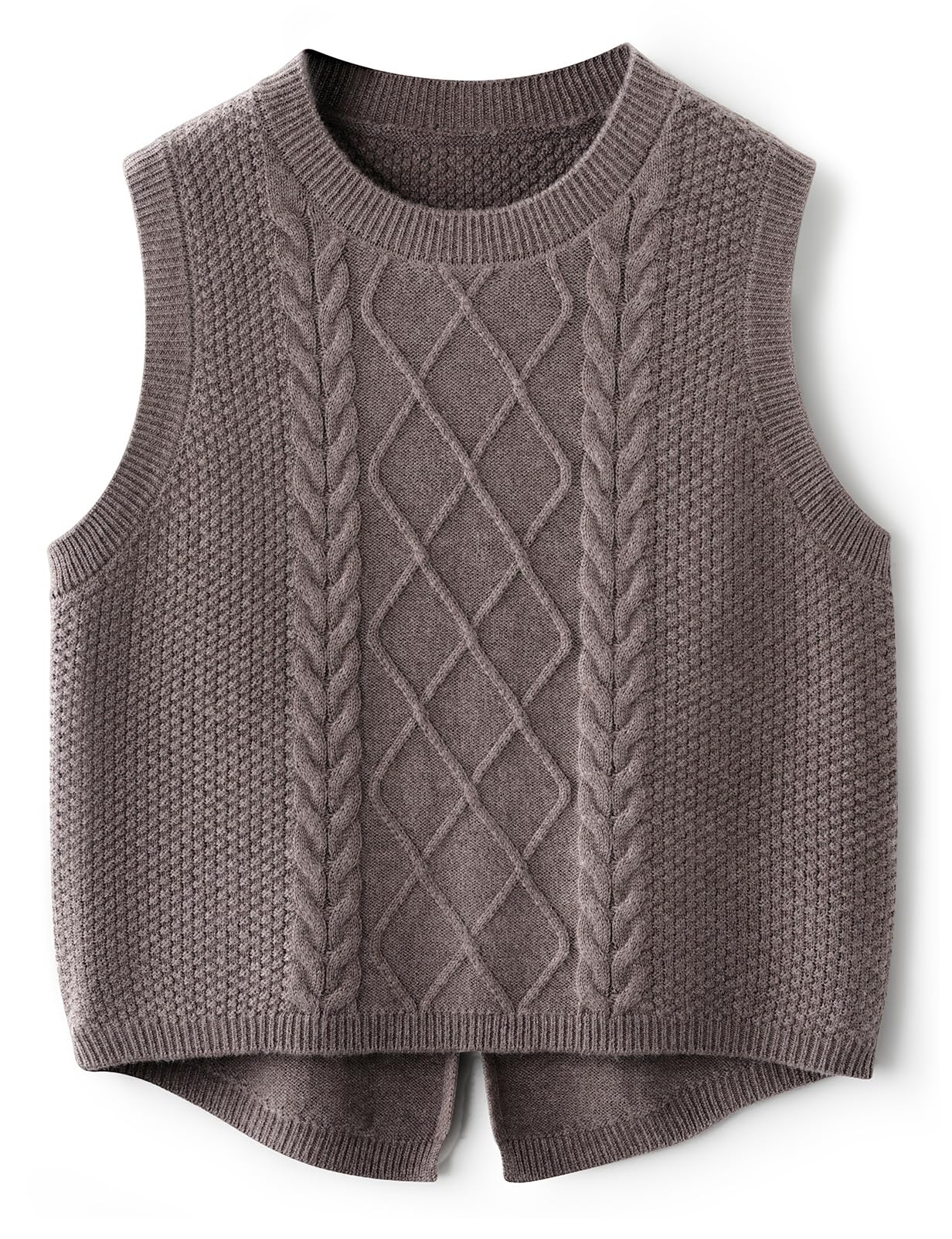 Womens Merino Wool Blend Sweater Vest 2025 Fall Winter Casual Crew Neck Cable Sleeveless Knit Pullover Sweater