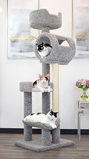 New Cat Condos 140003 Solid Wood Cat Climbing Tower Cat Tree Gray