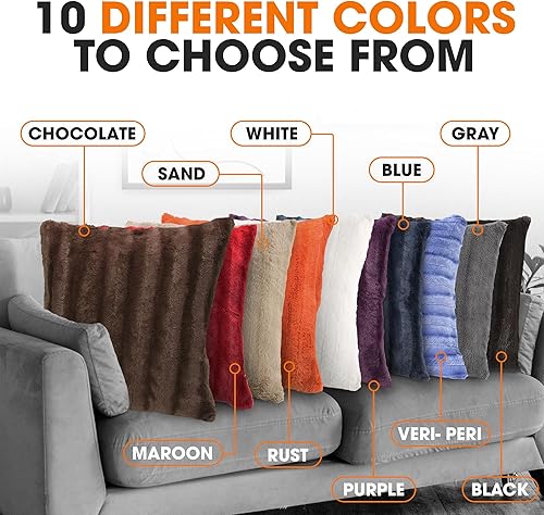 Miniatura 8 de Cheer Collection Almohadas de piel sintética, almohadas decorativas para sofá, almohadas de cama, almohadas decorativas de chocolate para dormitorio