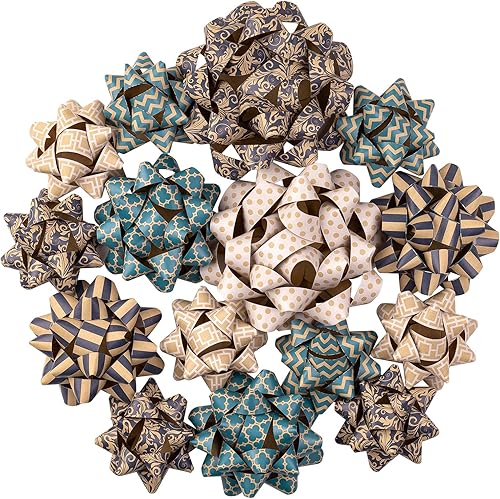 Vista 27 de RUSPEPA Surtido de lazos de regalo de cumpleaños de papel kraft, diseño colorido de arco iris para Navidad, vacaciones, cumpleaños, bodas, baby