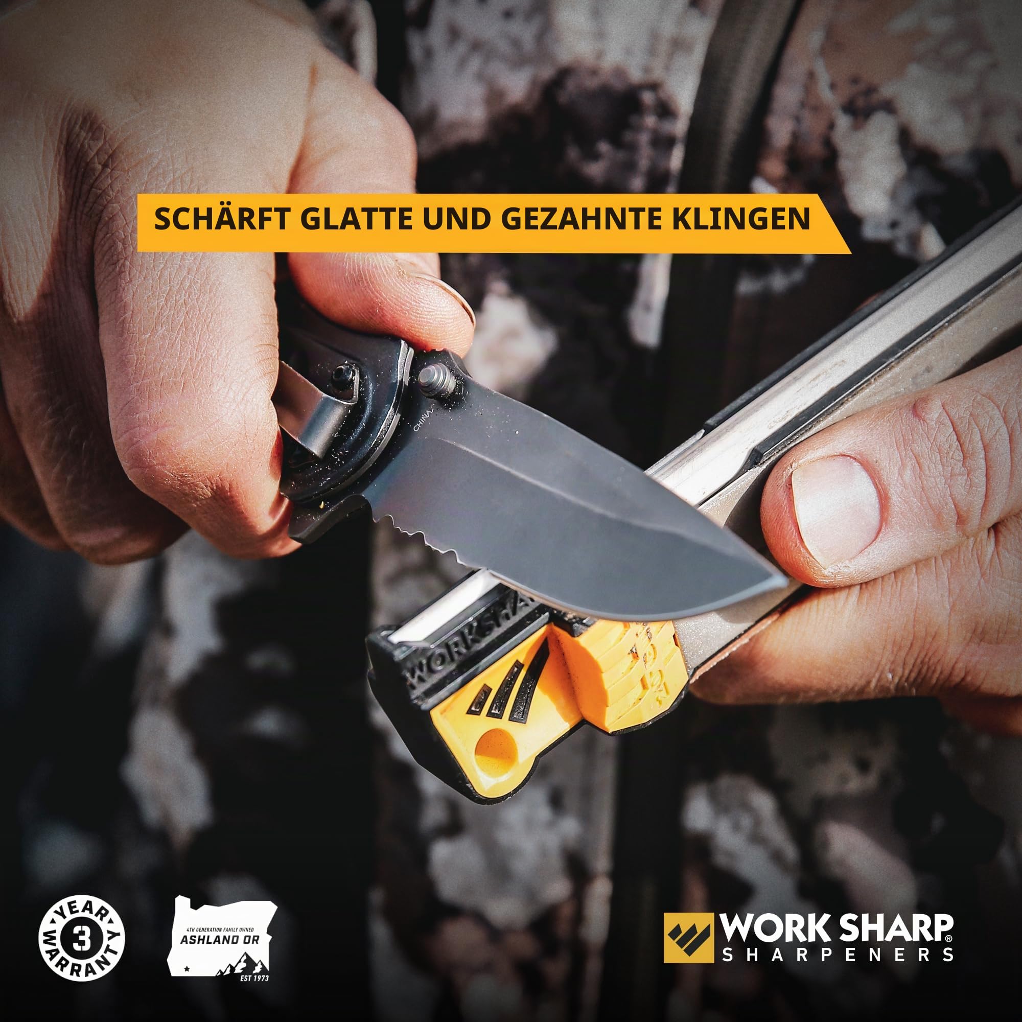 Work Sharp Guided Field Sharpener, Compact Travel Hunting Knife Sharpener Tool