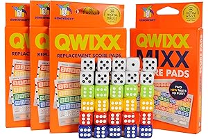 Qwixx Qwixx Score Sheets 4 Pack with Qwixx Compatible 'Socially-Distanced' Game Dice
