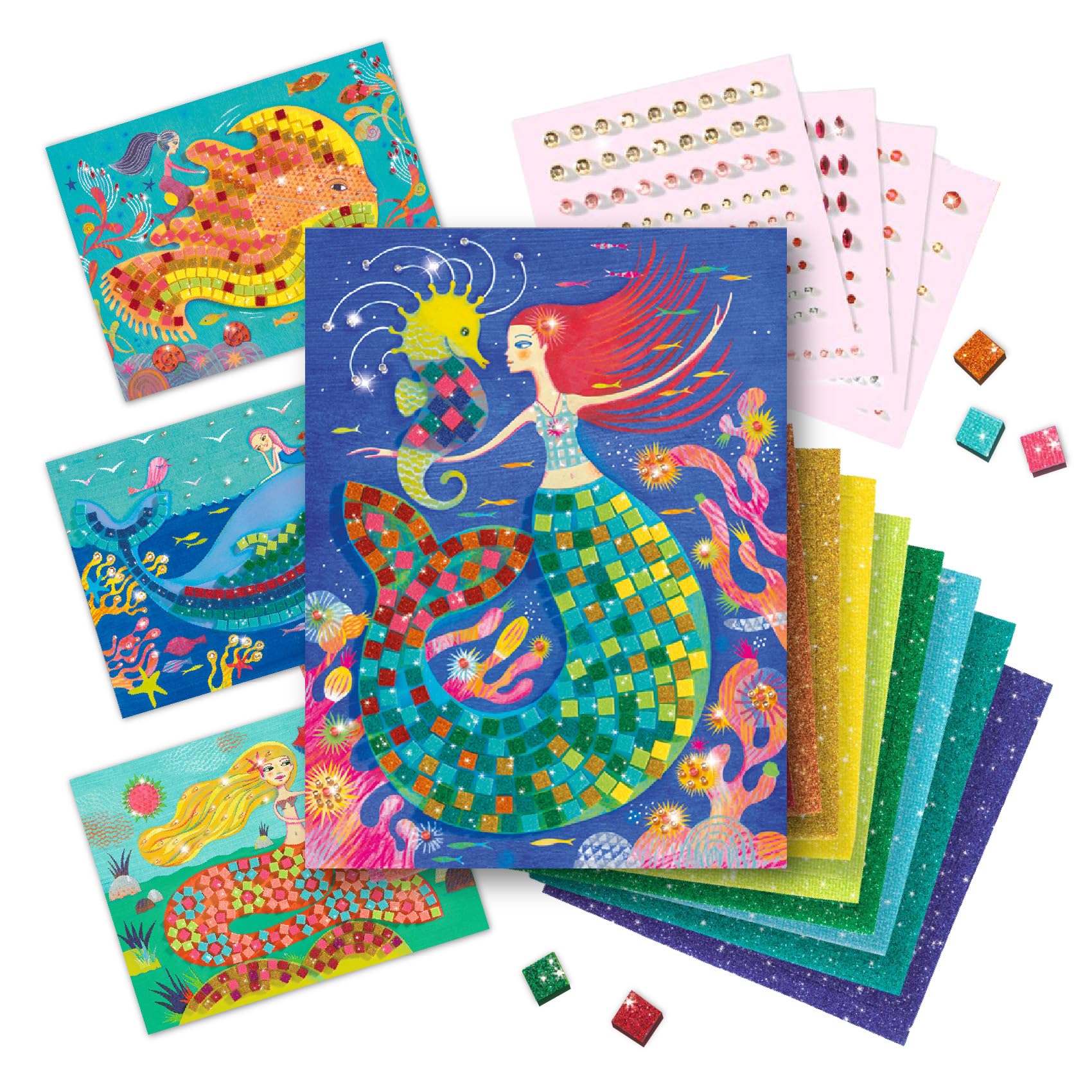 Mermaid's Song Mosaic Arts & Crafts Kit - Create Your Own Glittery Underwater Scene for School - Fun & Creative for Family & Friends, Boys & Girls, Educational, Sticker Foam for Kids 5+