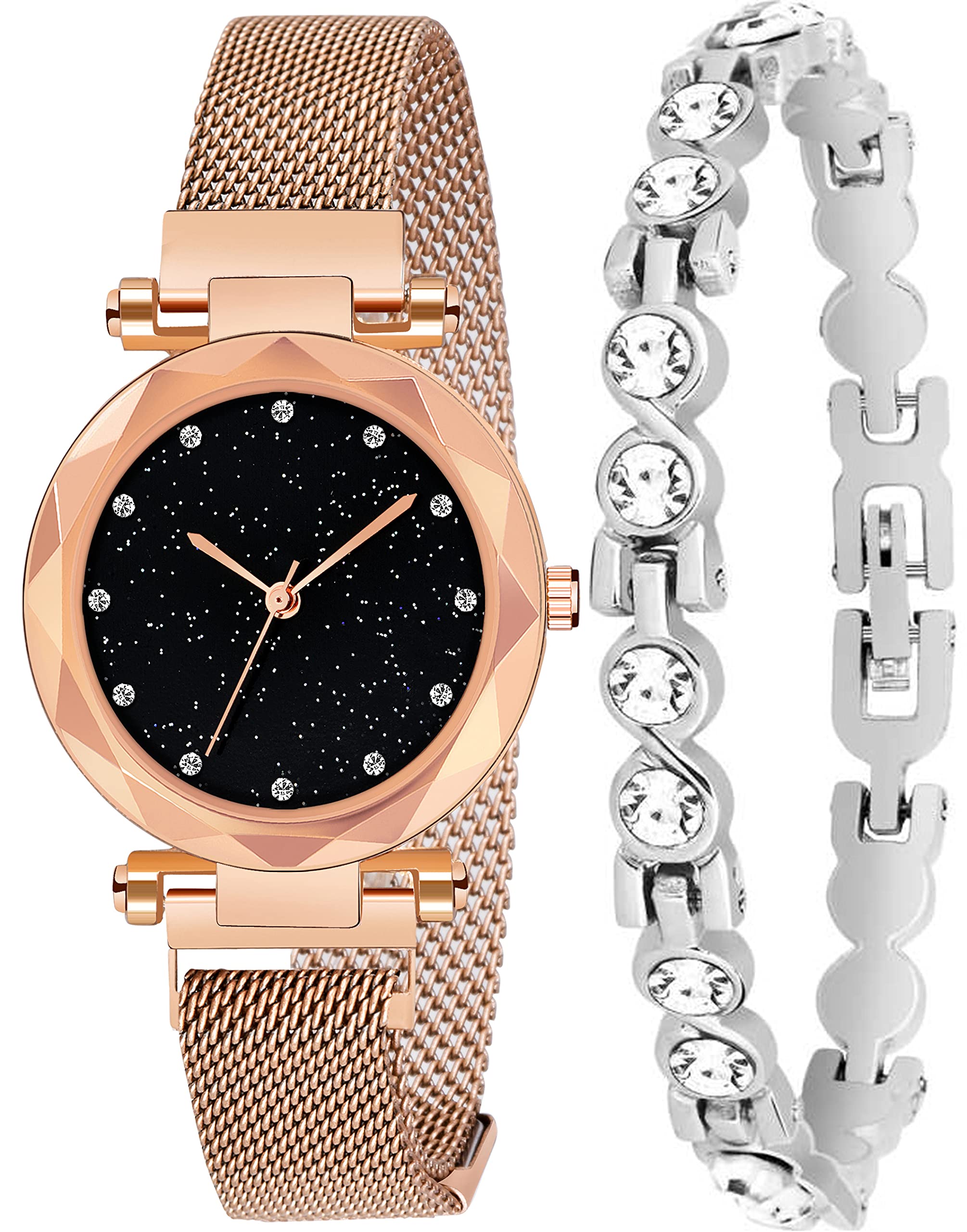 Acnos Stainless Steel Women Premium Brand-A Brand Analogue Watches With Bracelet For The Special Day&Wishes Rosegold Colors Round Diamond Dial Magnet Analogue Watches With Bracelet ,Rose Gold Band (B08VSJVSNS) Amazon Price History, Amazon Price Tracker