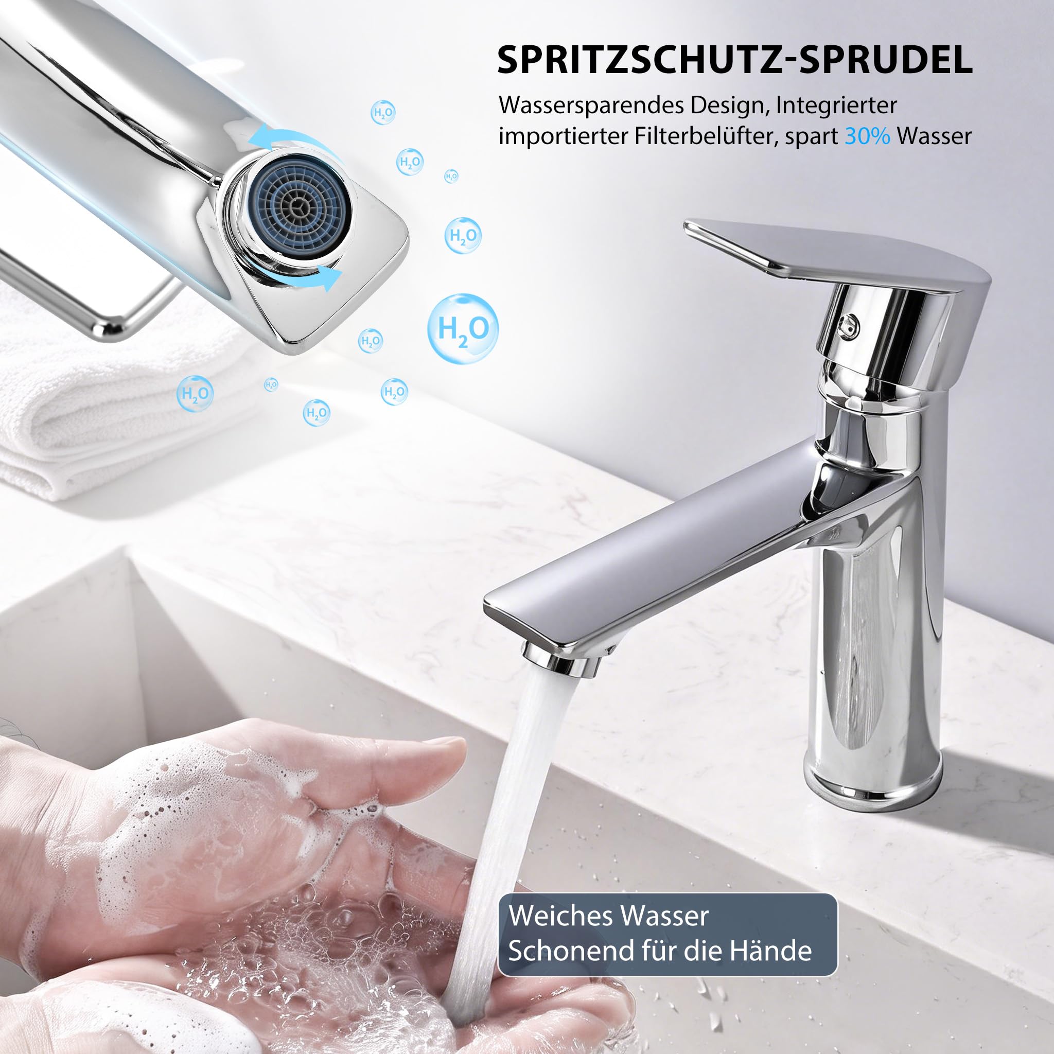 HOMELODY Mitigeur Lavabo Robinet Salle de Bain Mitigeur Vasque Robinet Lave Main Robinetterie Acier inoxydable
