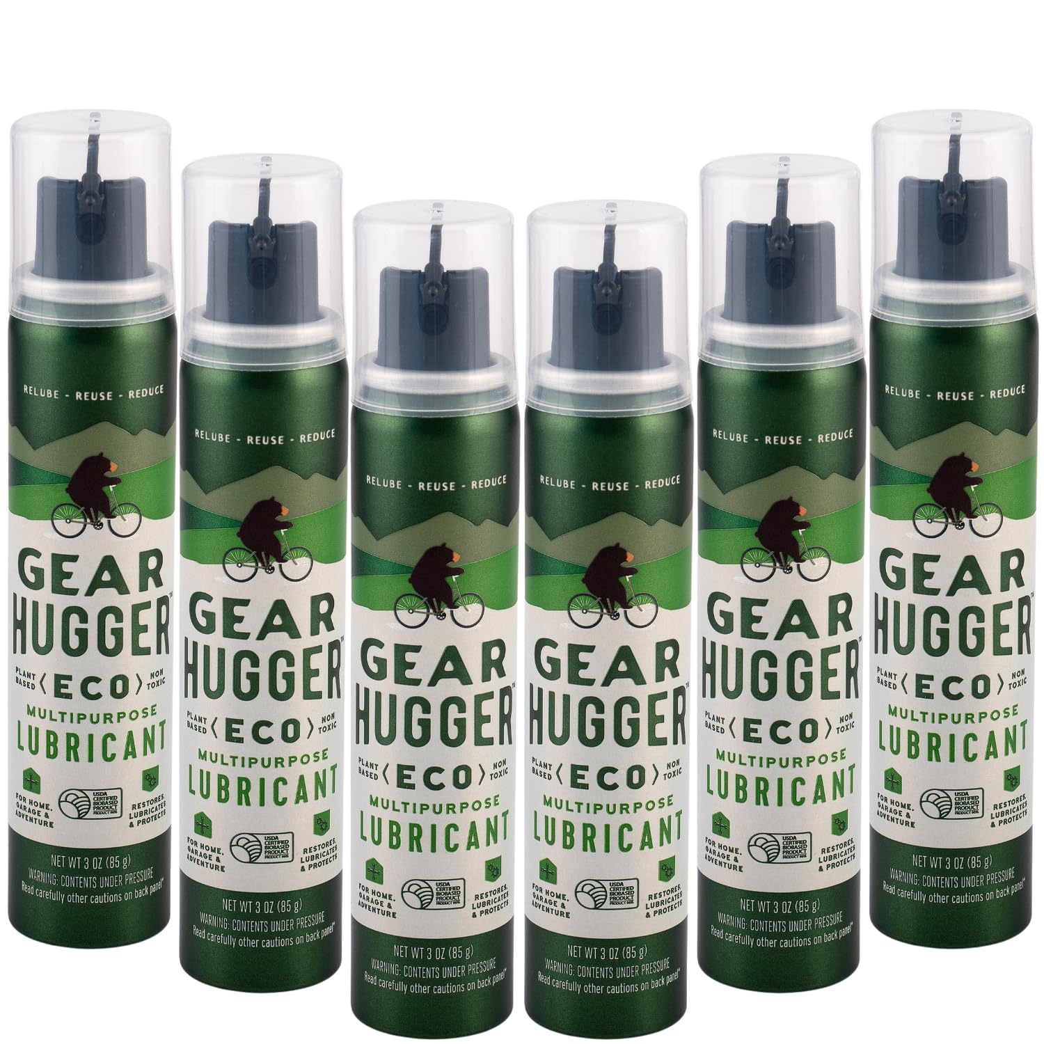 Gear Hugger Multipurpose Lubricant, Plant-Based, Rust Remover (3oz, 6pk)