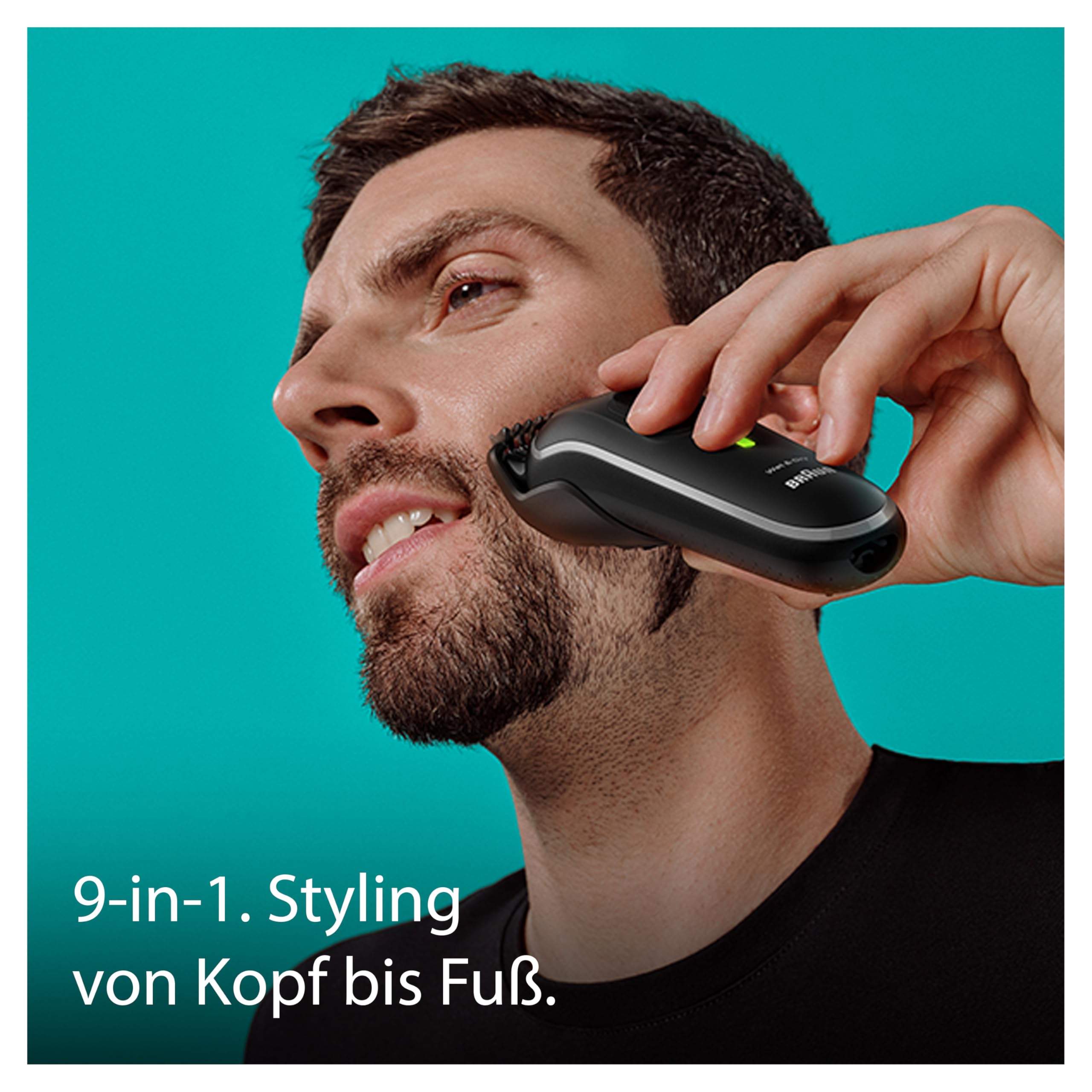 Braun All-In-One Trimmer-Set 5, 9-in-1 Multigroom, Barttrimmer, Nasenhaartrimmer, Haarschneidemaschine für Gesicht, Kopf und Körper, 100 Min. Akku, 14 Längen (3–21 mm), Wasserdicht, MGK5410, Schwarz