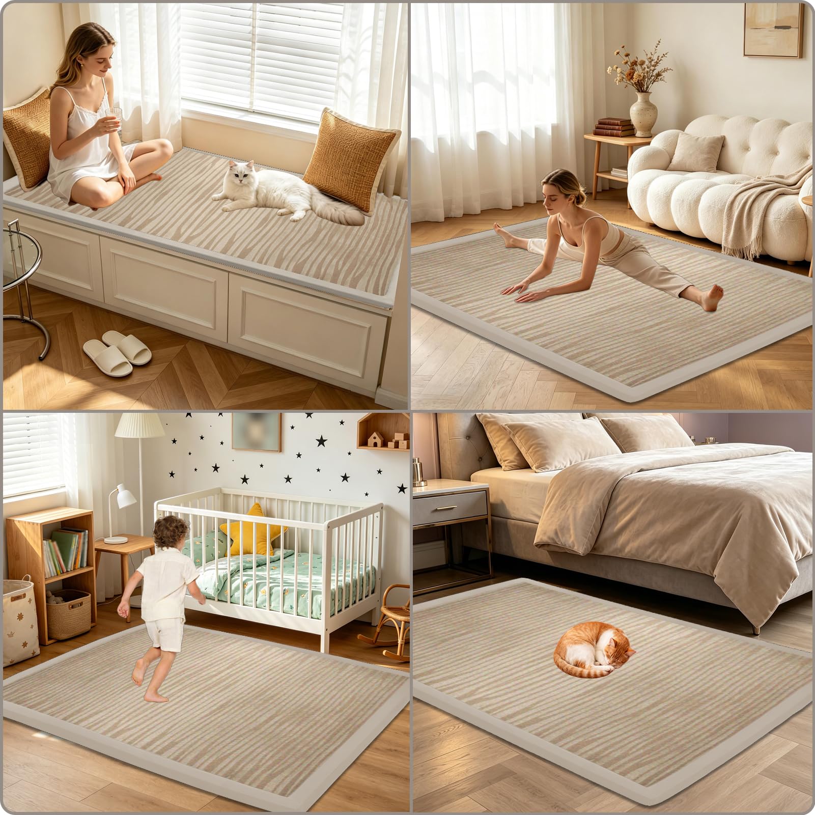 Alfombra para Gatear para bebé 2cm Alfombrilla de Juego Acolchada Grande Alfombras Bebe Antideslizante, Colchoneta para Gatear para Suelo Habitacion 100 x 150 cm