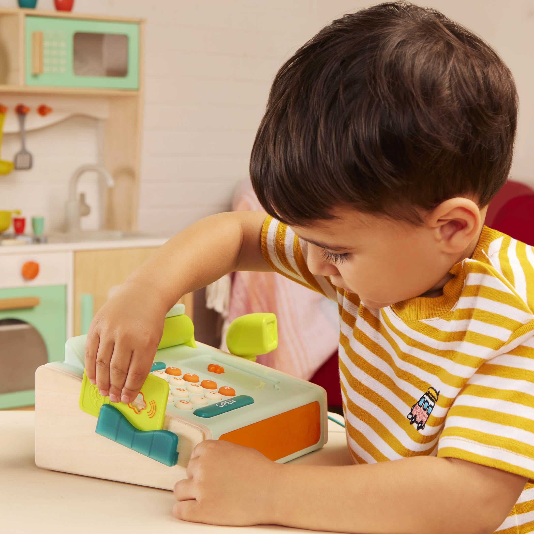 B. toys Mini Cashier, registratore di cassa giocattolo con scanner