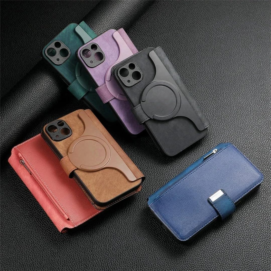 RNOZX for iPhone 15 Promax 2 in 1 Detachable Card Wallet Leather