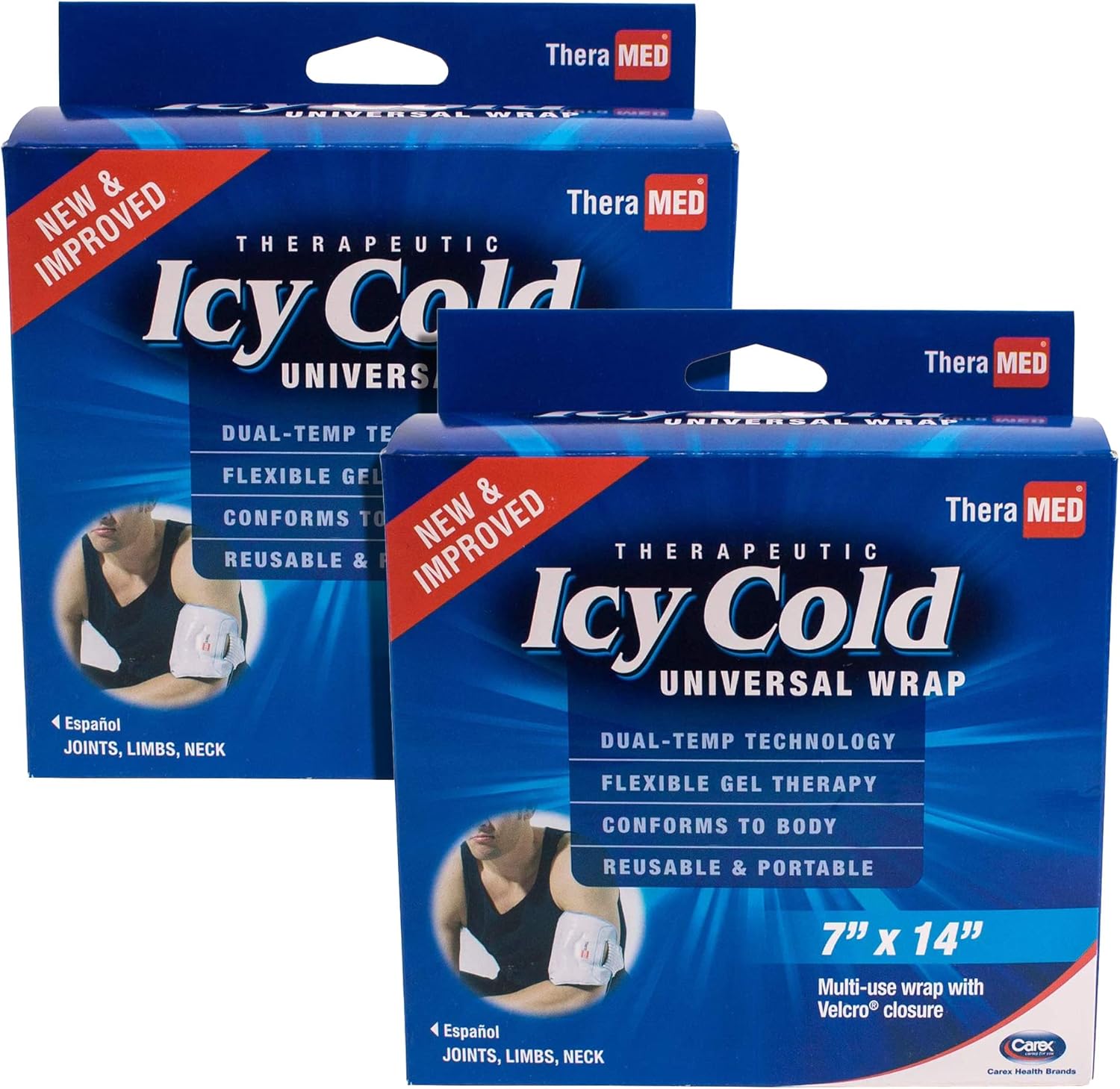 Thera-Med Universal Pad, Cold Pack, Ice Pack for Ankles, Wrists, Elbows & Knees, Dual-Sided for Multi-Temperature Therapy (Pack of 2)