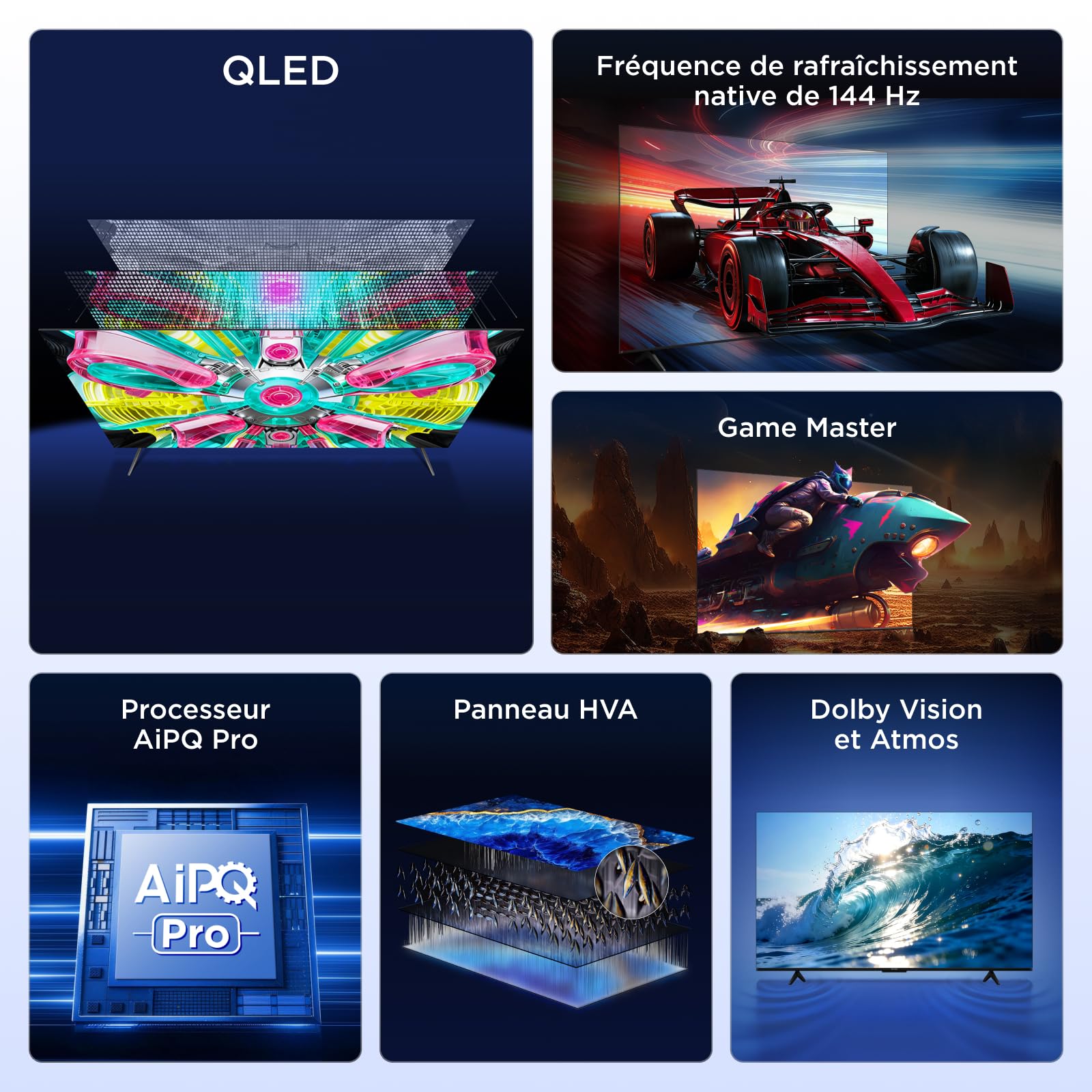 iFFalcon 75U75A 75 Pouces QLED 4K HDR10+ Smart TV, 144 Hz VRR