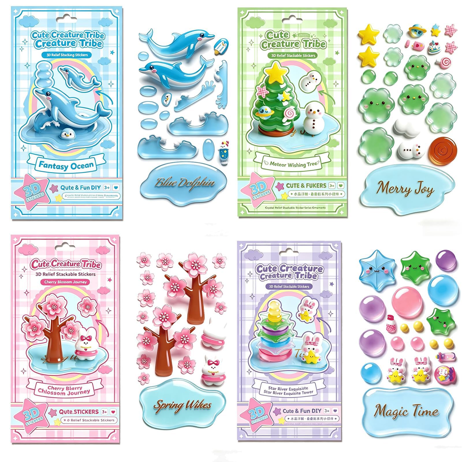 Puffier Sticker Cartoon Stickers Tiny Handcraft Stickers Adorable Tiny Sticker for Water Bottle, Notebook, Scrapbooking for Scrapbooking