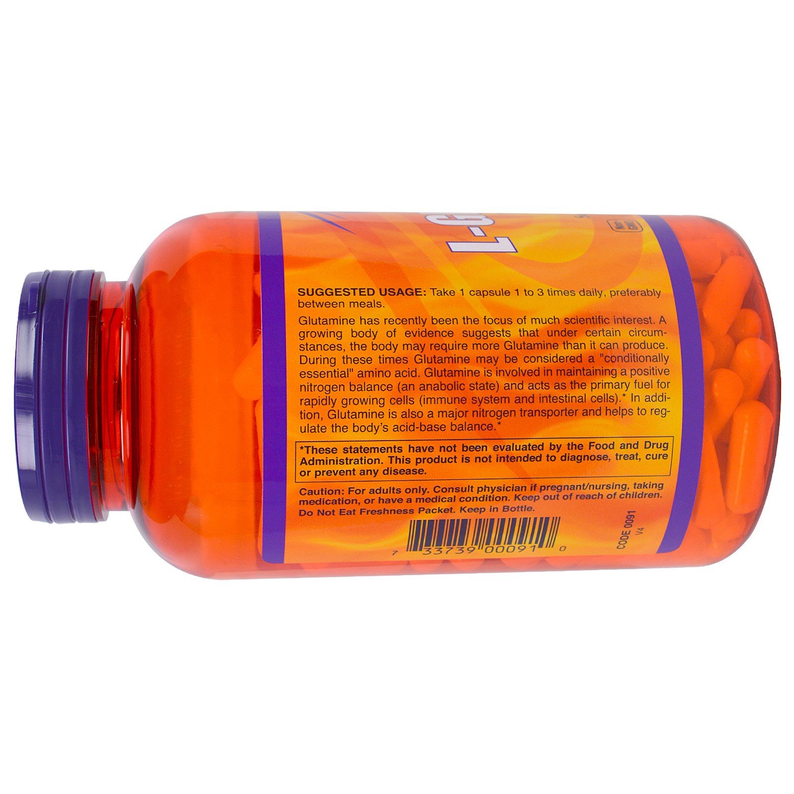 Now Foods L-Glutamine 1000 mg - 240 Capsules — Amazon image 3