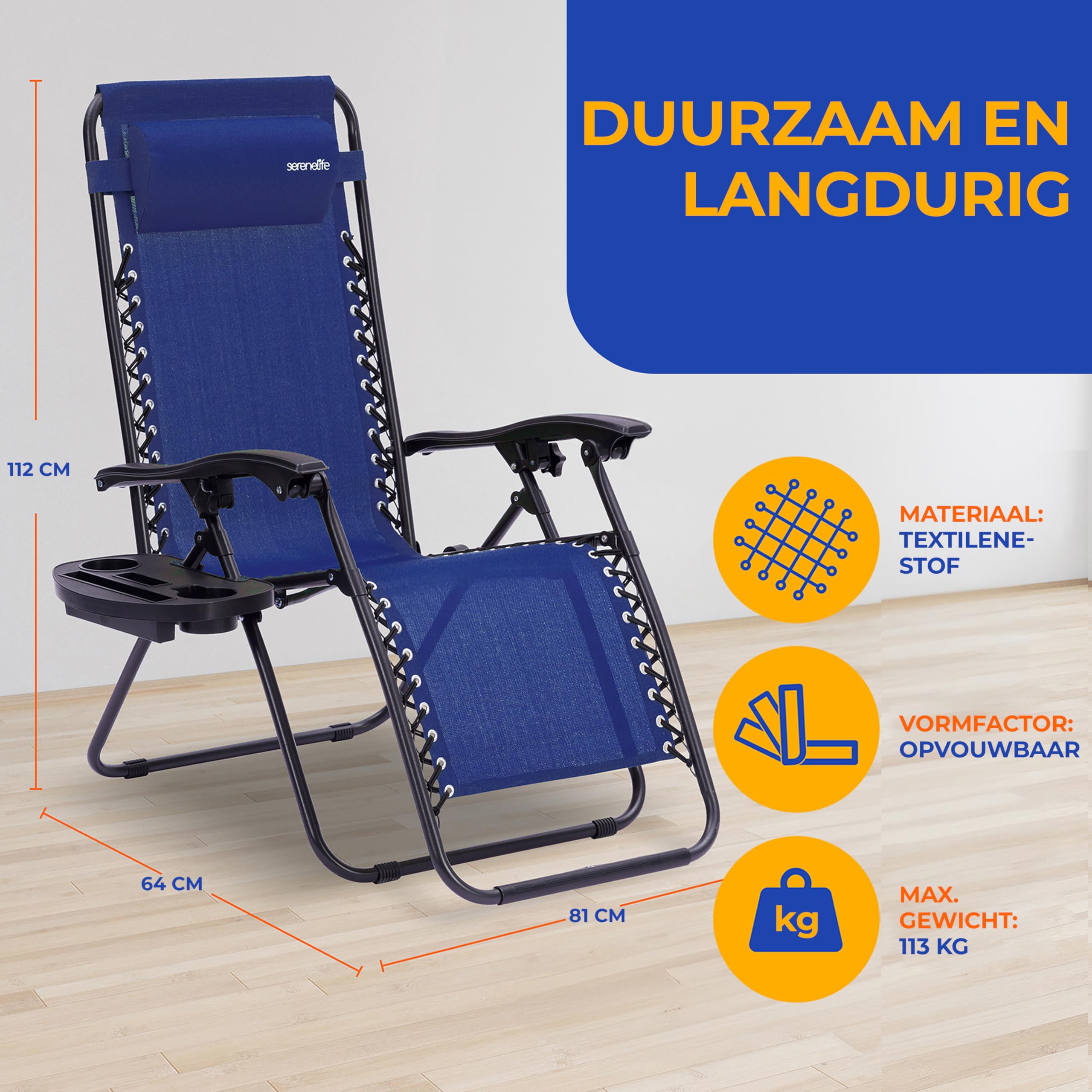 Feel Home - Dormi - Buiten Ligstoel - Verstelbaar - Zwart - Met Extra Bekerhouder 2 Stuks Feel Home - Dormi - Buiten Ligstoel - Verstelbaar - Zwart - Met Extra Bekerhouder 2 Stuks