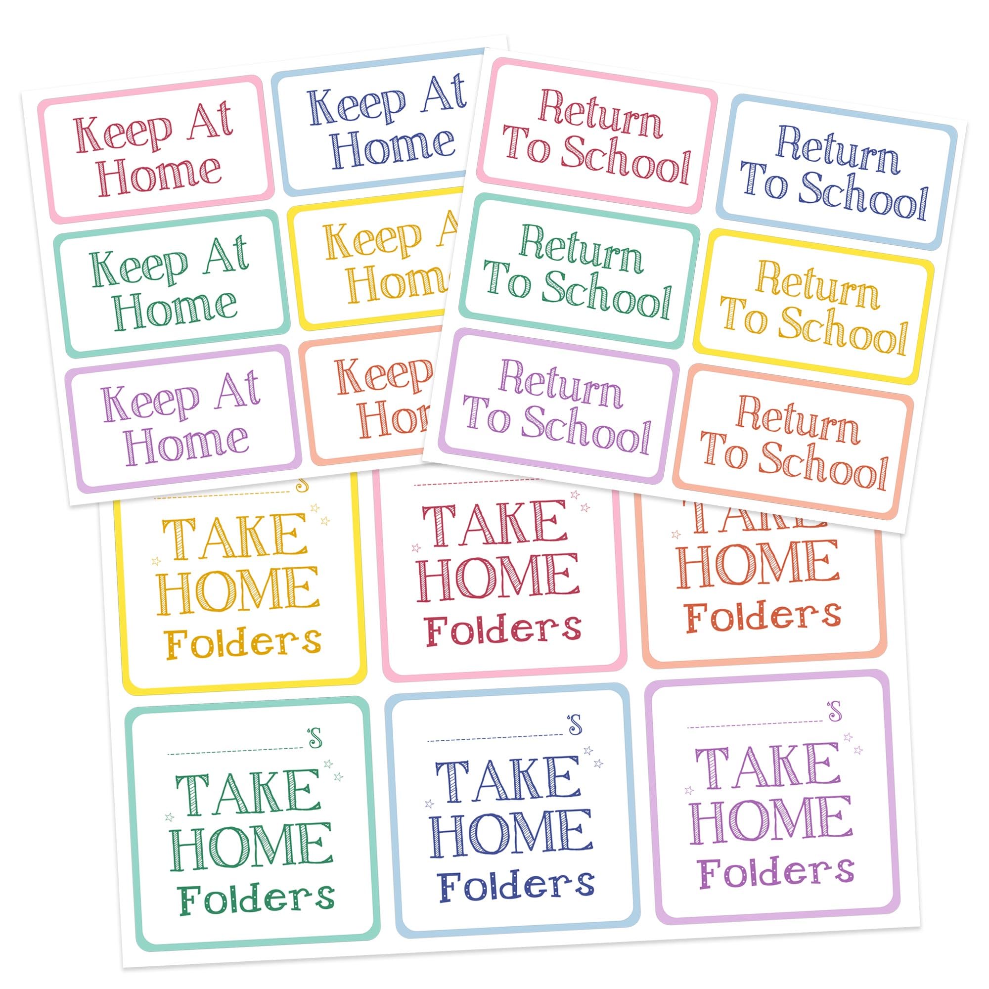 360pcs Student Homework Folder Labels Take Home & Return to School Stickers-Folder Decals for Office, Classroom Organization (Colorful)