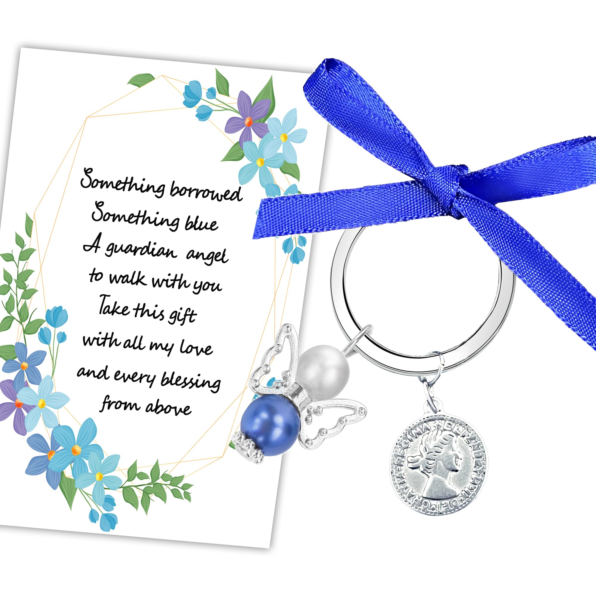 MKISHINE Something Blue for Bride to Be on Wedding Card ride's with Old Sixpence Coin Old Sixpence Coin from Mom Dad Grandma Sister Friends,a Sixpence for Her Shoe