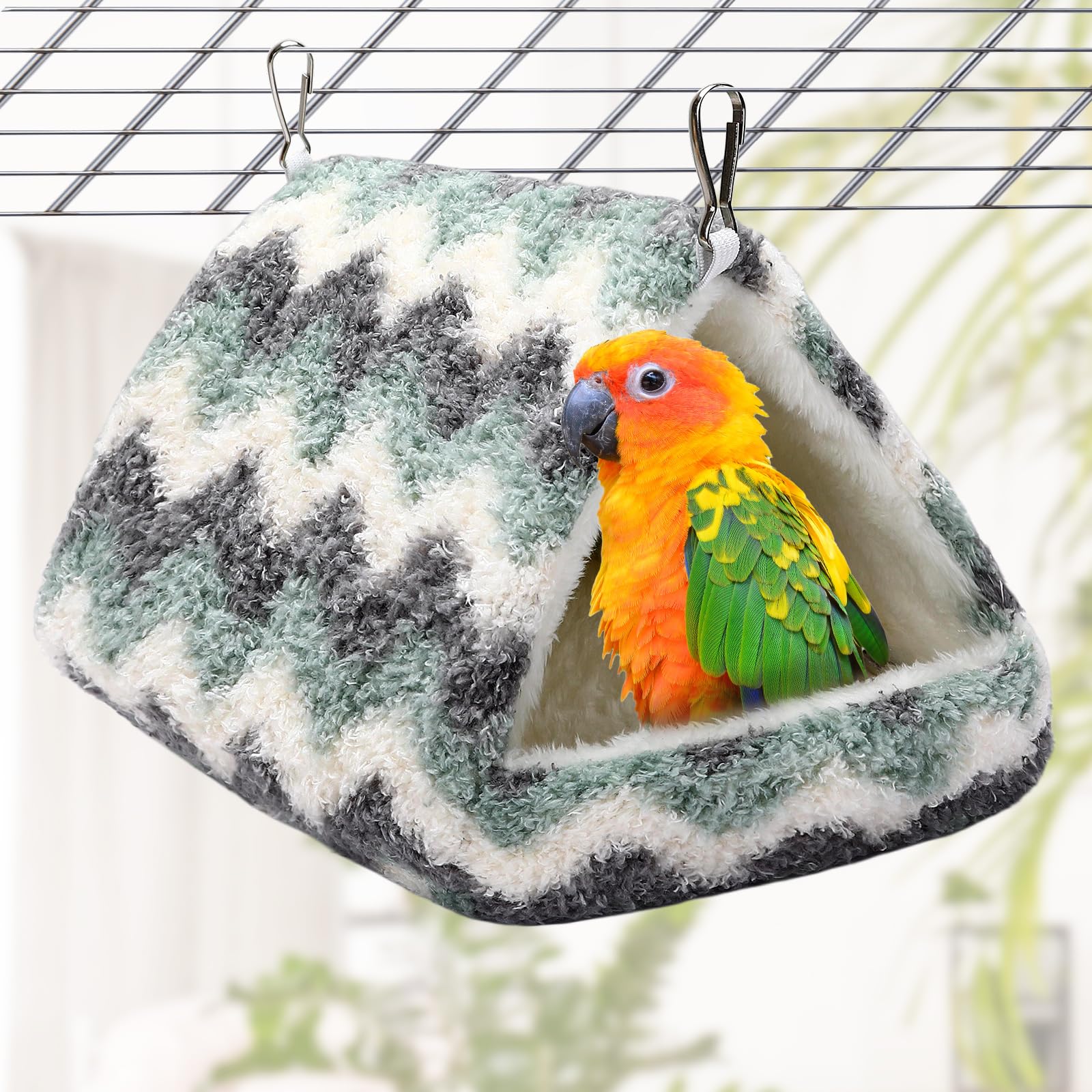 PETKNOWS Paquete de 2 casas de nido de pájaros, hamaca colgante mullida para loros, cama de pájaros para jaula de pájaros, juguete de nido de felpa para loros, guacamayos, periquitos, cacatúas