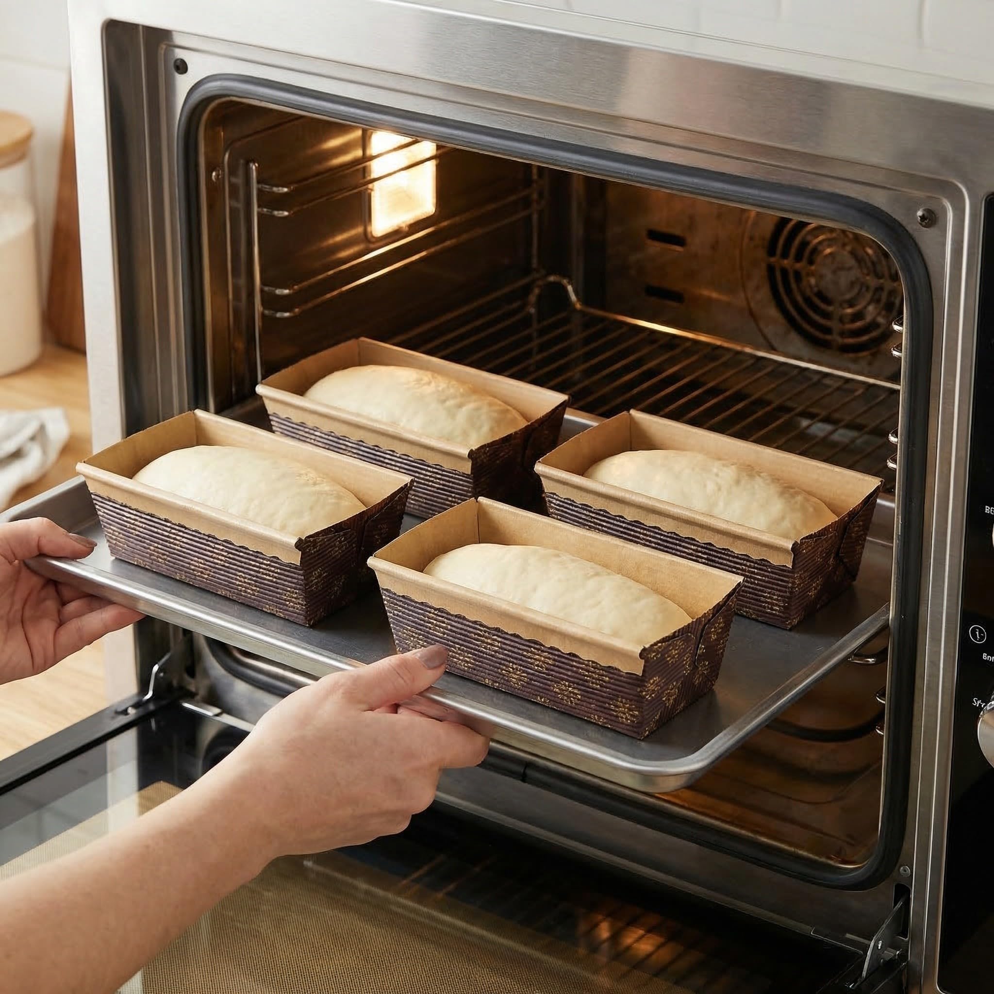 TIDTALEO Moldes de Papel Rectangulares en Forma de Barco para Hornear Pan, Resistentes al Aceite y Aptos para Microondas, Paquete de 50 Unidades para Cocinas y Fiestas