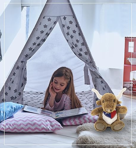 Miniatura 7 de DolliBu Texas Longhorn - Lindo animal de peluche de animales de granja con bandana de bandera de Texas, juguete de vaquero de Texas de cuerno largo