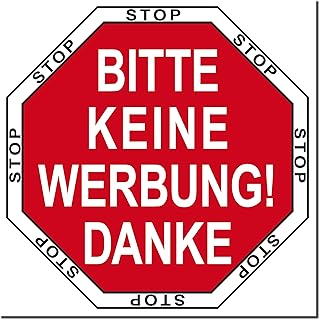 Naklejka 5,2 x 5,2 cm Bitte Keine Werbung Danke nicht nicht odporna na działanie promieni UV do skrzynki na listy w korytarzu (1)
