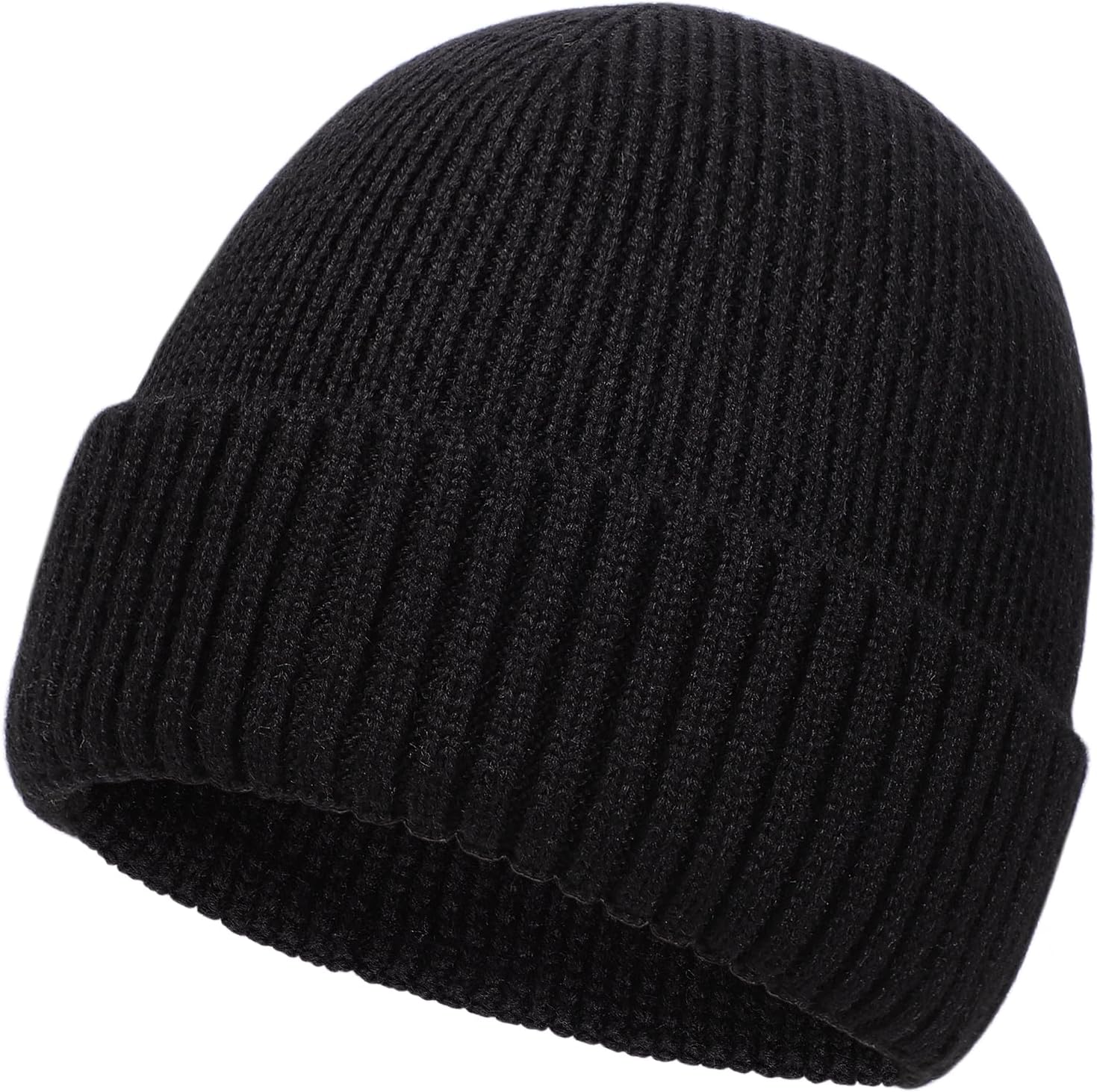 Oversized L/XL/XXL Merino Wool Beanie Hat for Men Big Head Cuffed Watch Cap Warm Soft Knit Winter Hat