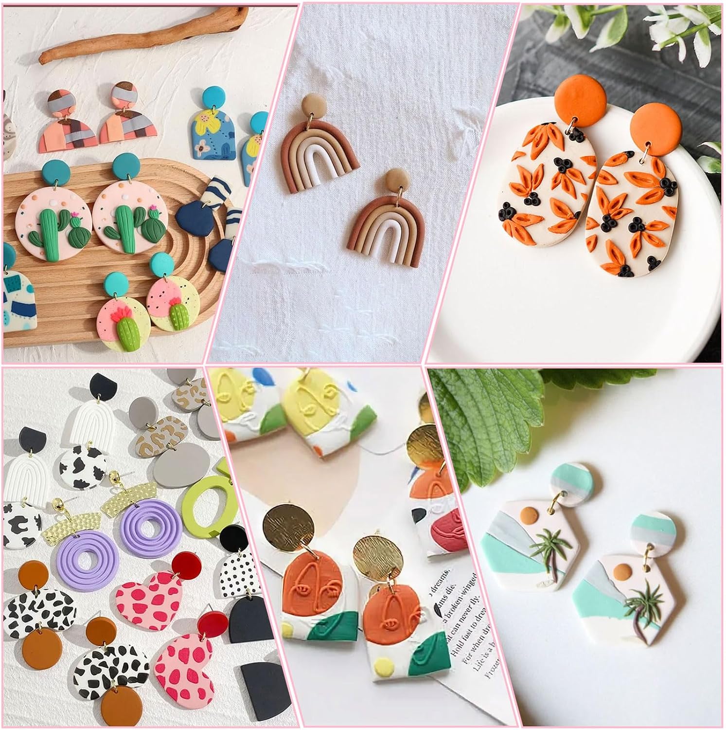 Fesorsi 800 Pcs Clay Earring Making Kit, 67 Polymer Clay Molds Stainless Steel, Polymer Clay Tools with 8 Circle Cutters, 1 Clay Letter Stamps and 710 Pcs Earring Accessories for DIY Jewelry