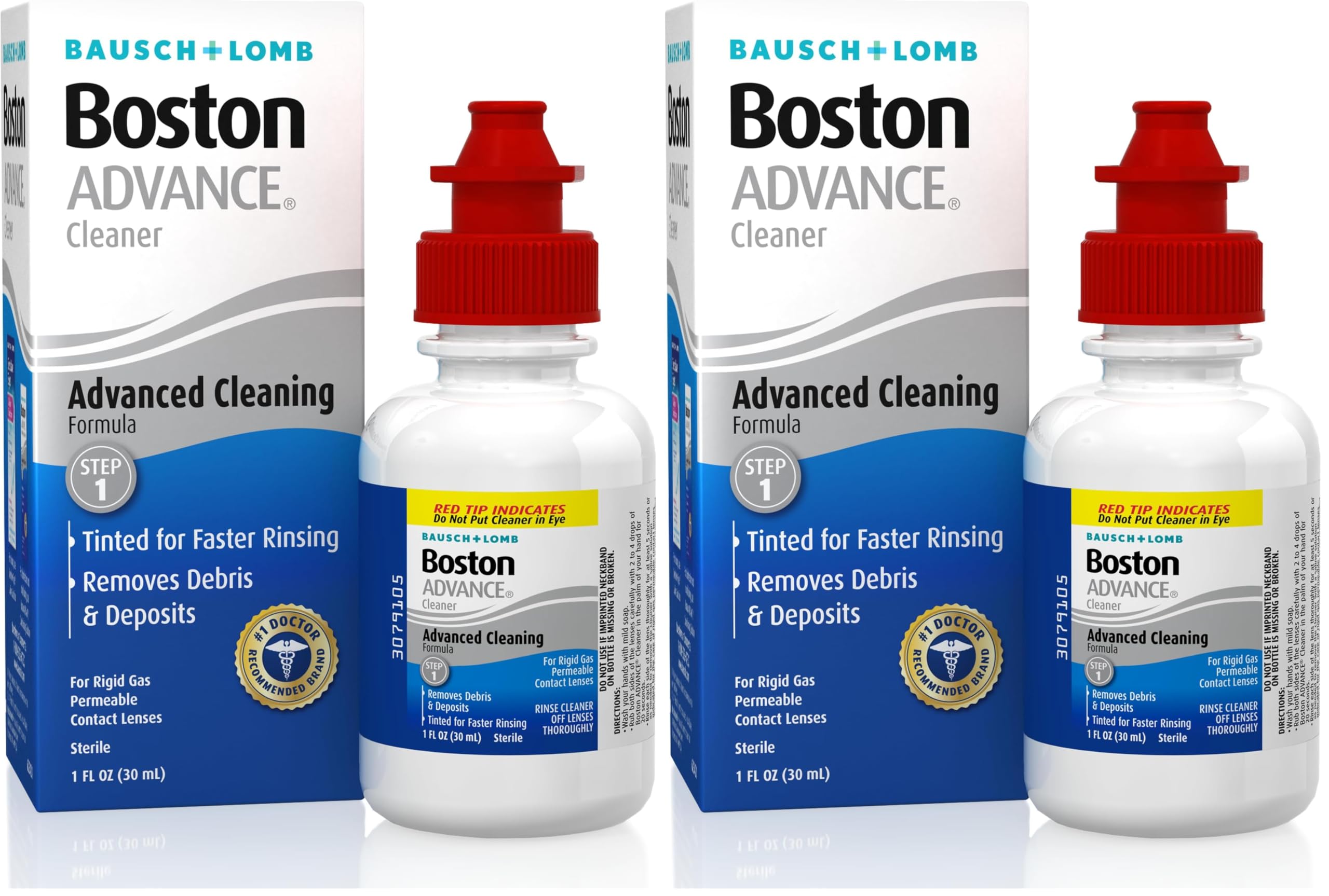 Boston Advance Contact Lens Solution, Advanced Cleaning Formula for Rigid Gas Permeable (RGP) Lens, Removes Debris &amp; Deposits, 1 Fl Oz (Pack of 2)
