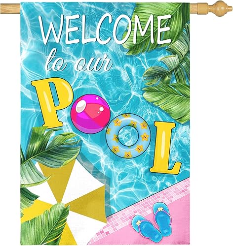 Miniatura 31 de Banderas de jardín de hortensias de bienvenida para primavera y verano, impermeable, bandera de jardín floral azul para exteriores, flores