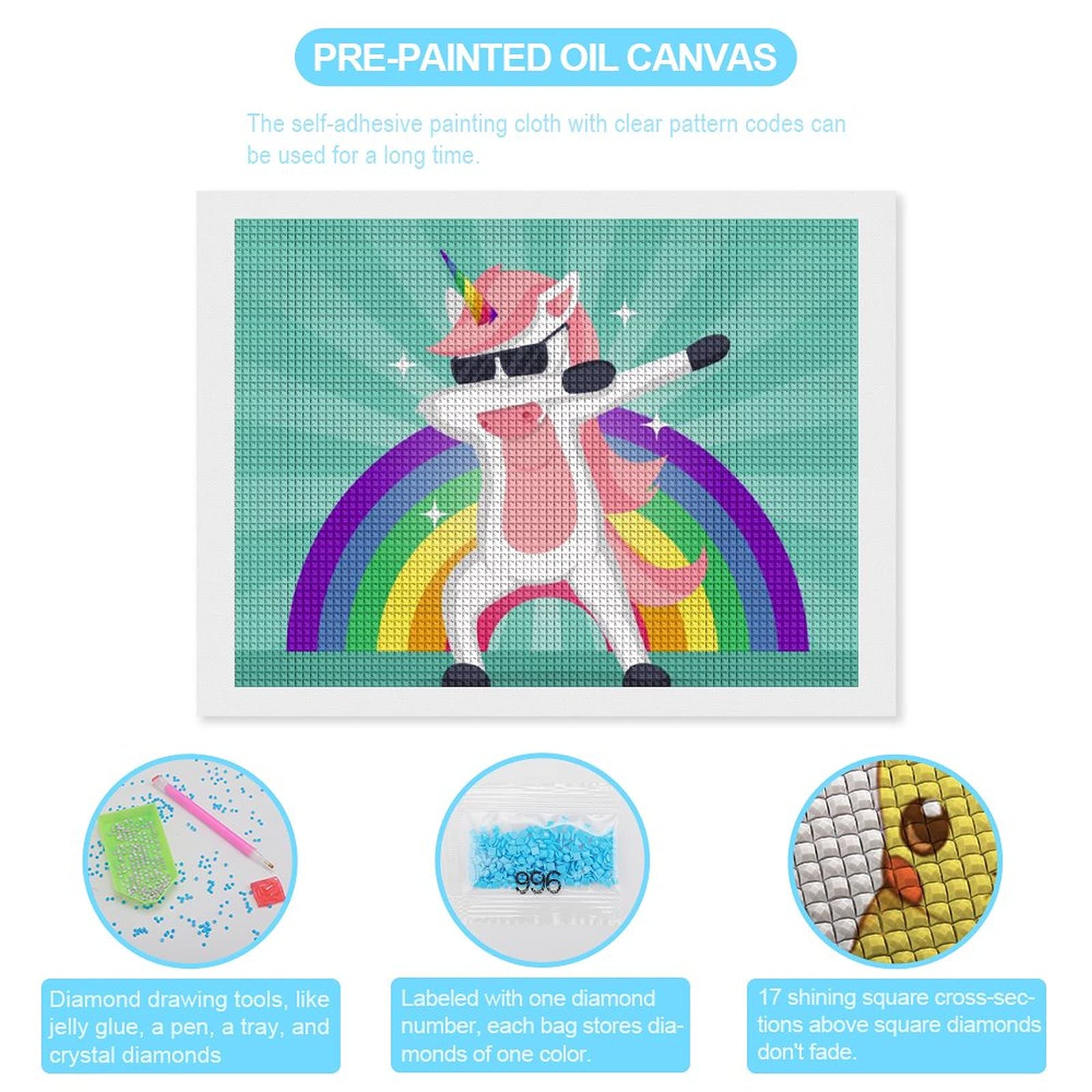 Diy 5D Diamond Painting Di Numero Kit Completo Drill Arcobaleno Unicorno Blu Diamante Quadrato Strass Ricamo A Punto Croce Per Casa Decorazione Murale 30x40cm