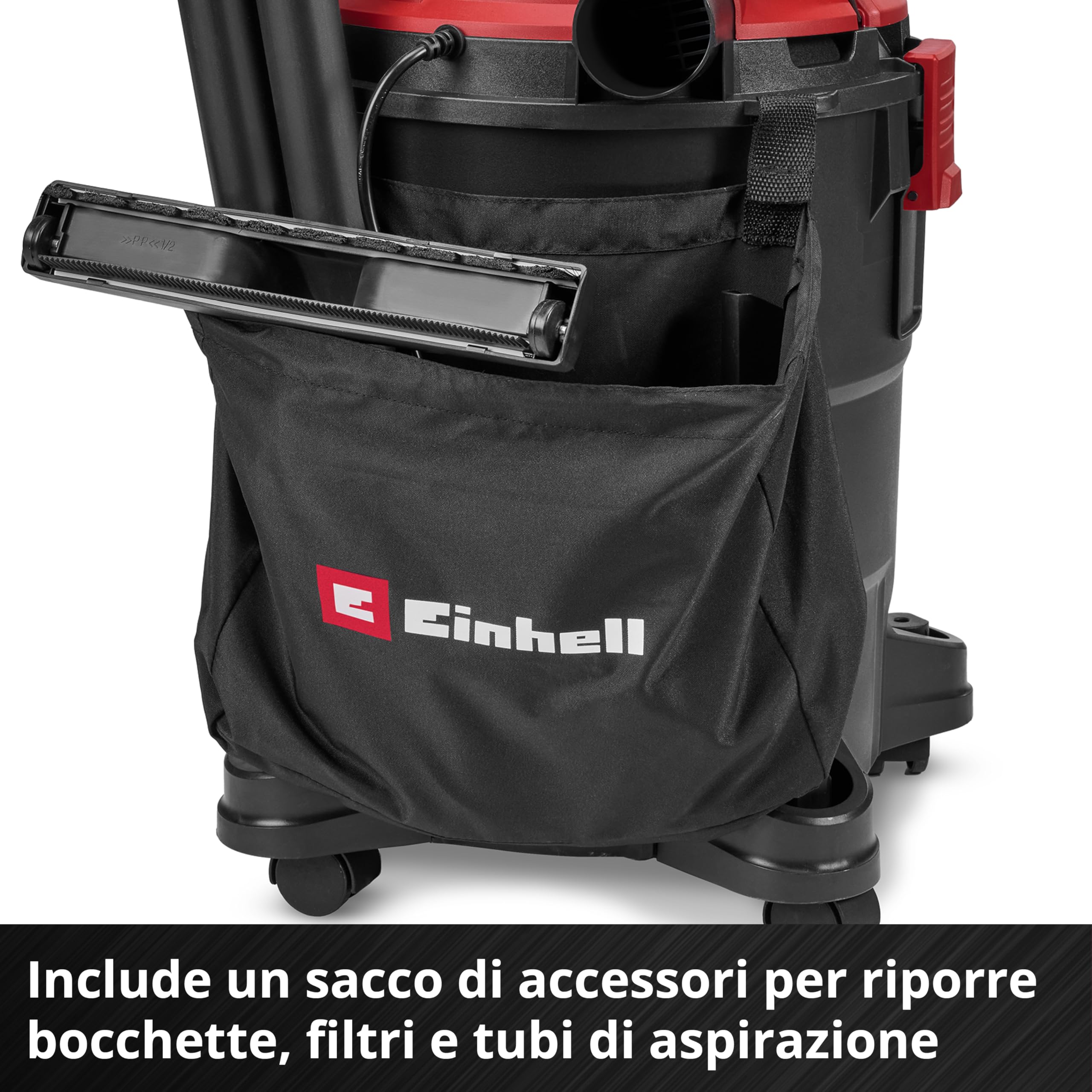 Einhell Aspiratore TC-VC 2555 (850 Watt, aspirazione 180 mbar, presa automatica, serbatoio di raccolta da 25 L, 4 rotelle, maniglia di trasporto, incl. bocchette, filtri e sacco raccolta sporcizia)
