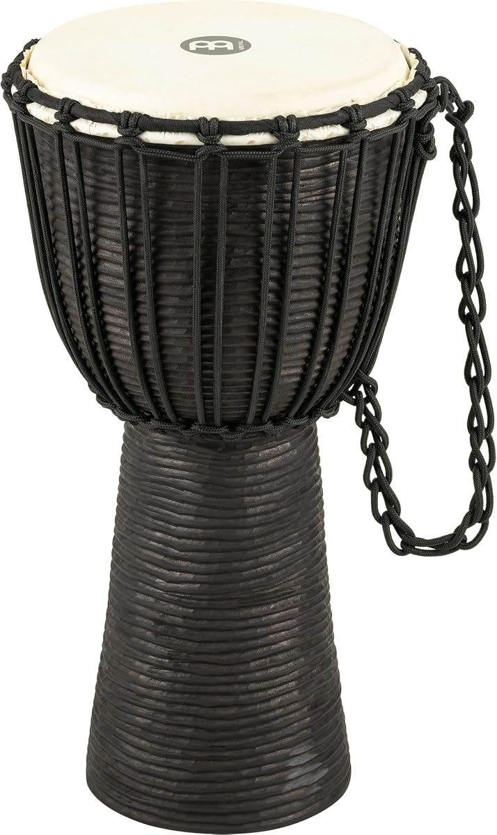 Djembe with Mahogany Wood - NOT Made in CHINA - 10-Inch Medium Size Rope Tuned Natural Head, 2-Year Warranty | Professional Hand Carved African Drum, Solid Mahogany Shell, Goat Skin Head, For All Skill Levels and Settings