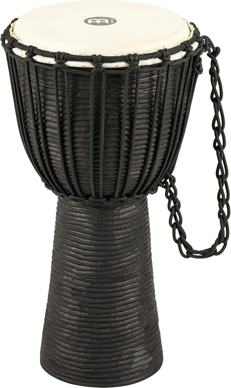 Djembe with Mahogany Wood - NOT Made in CHINA - 10-Inch Medium Size Rope Tuned Natural Head, 2-Year Warranty | Professional Hand Carved African Drum, Solid Mahogany Shell, Goat Skin Head, For All Skill Levels and Settings