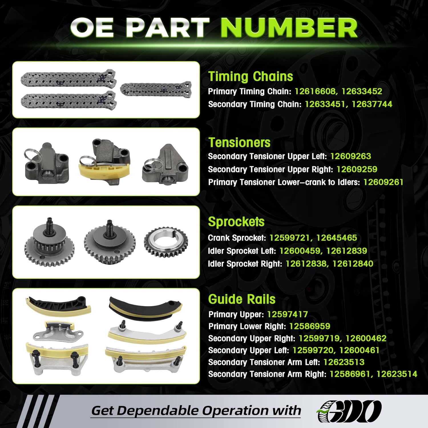 3.6 Timing Chain Kit with Tensioner Sprocket 9-0753S for 2007-2015 Chevy Equinox Malibu Traverse GMC Acadia Cadillac CTS SRX Buick Enclave V6 Engine 3.6L 3.0L Replace# 9-0753SX Cadena De Tiempo Kit - Image 5