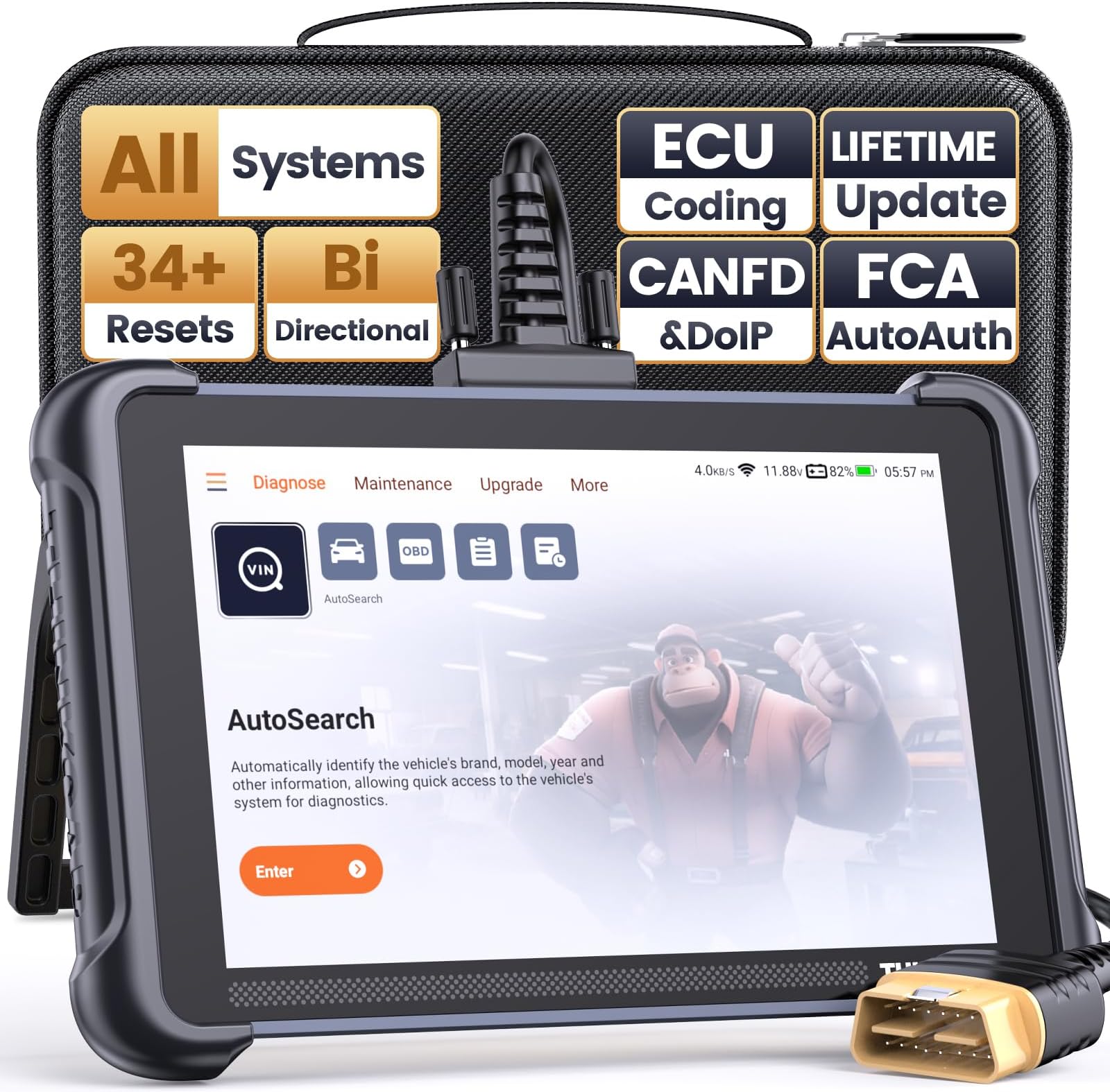 thinkcar OBD2 Scanner, Car Scanner Diagnostic Tool with OE-Level Full System and 34 Reset Services