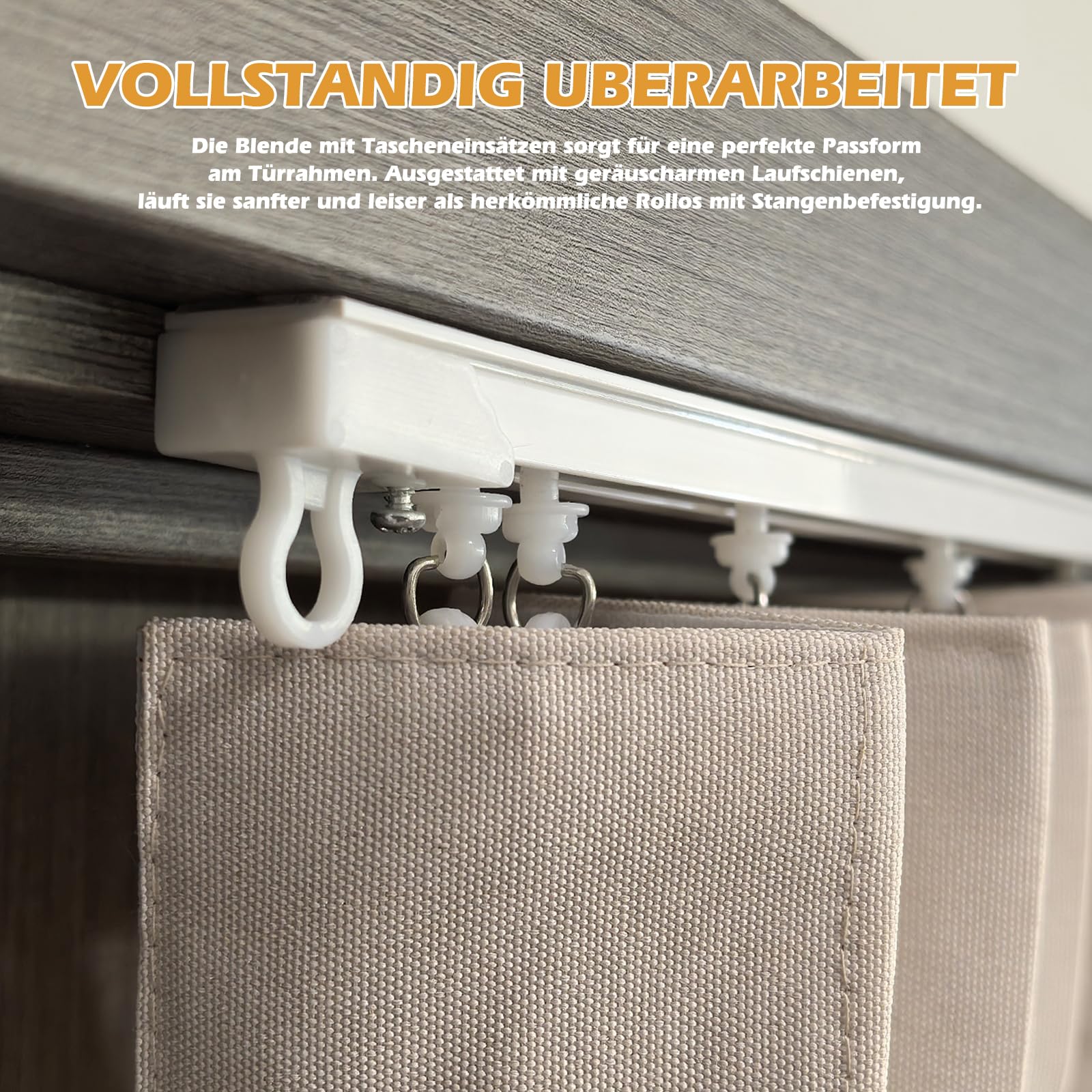 Magnetischer Türvorhang, 100% Verdunkelung, Akkordeon-Tür mit Magnetverschluss, Klebemontage ohne Bohren, inkl. Klebeschiene, Leinenoptik Faltbarer Raumteiler-Tür (Dunkelgrau)