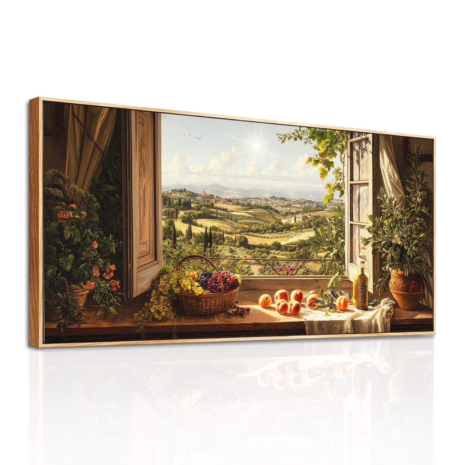 SERIMINO Tableau Decoration Murale Grand, Moderne Cuisine Decoration Maison avec Cadre, Impression sur Toile Vintage, Décoration Naturelle Artistique Paysage pour Chambre Salon Bureau 50x100 cm