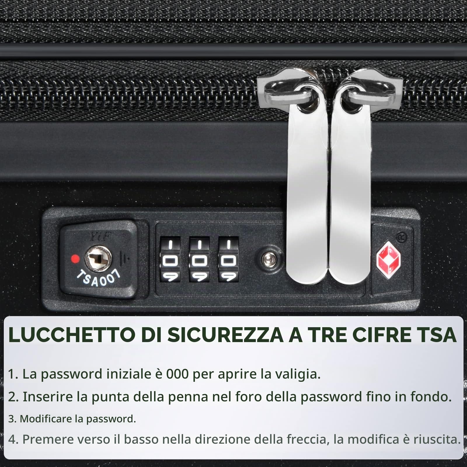 Valigia Bagaglio a Mano PC（Policarbonato） Trolley Rigida Valigie Cabina Ultra Leggero 4 Ruote Girevoli Doppie e TSA Lucchetto 57x37x22cm