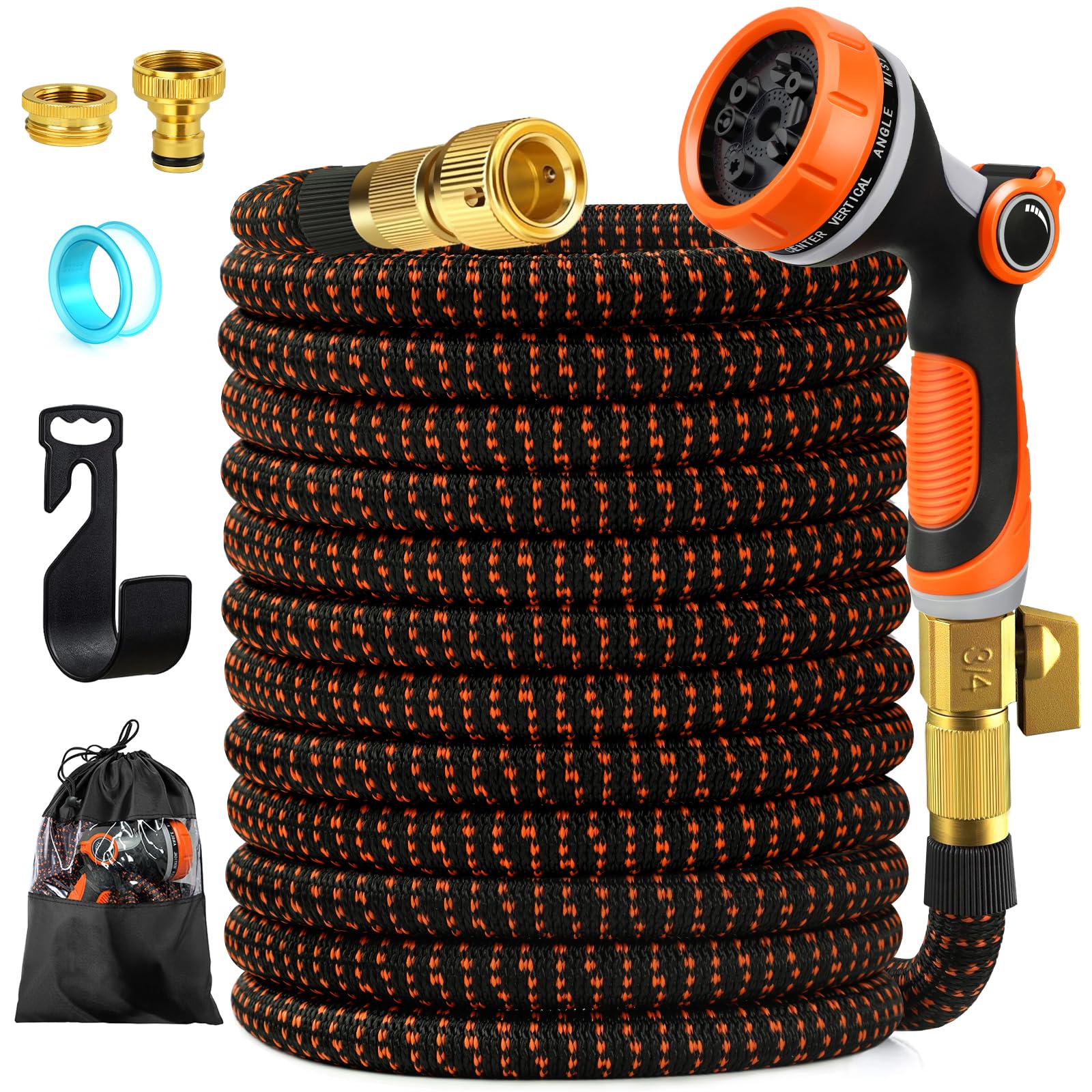 Flexibler Gartenschlauch 15m - Dehnbar Mit 10-Funktionsdüse